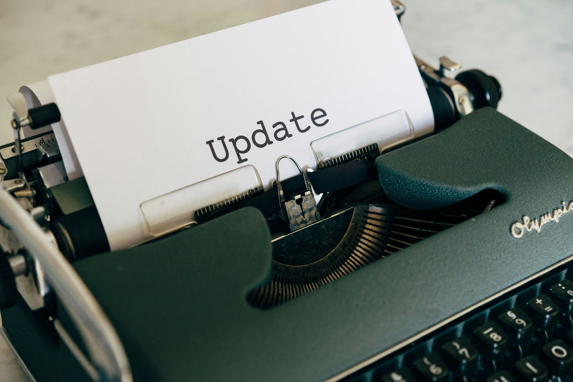 typewriter with update printed